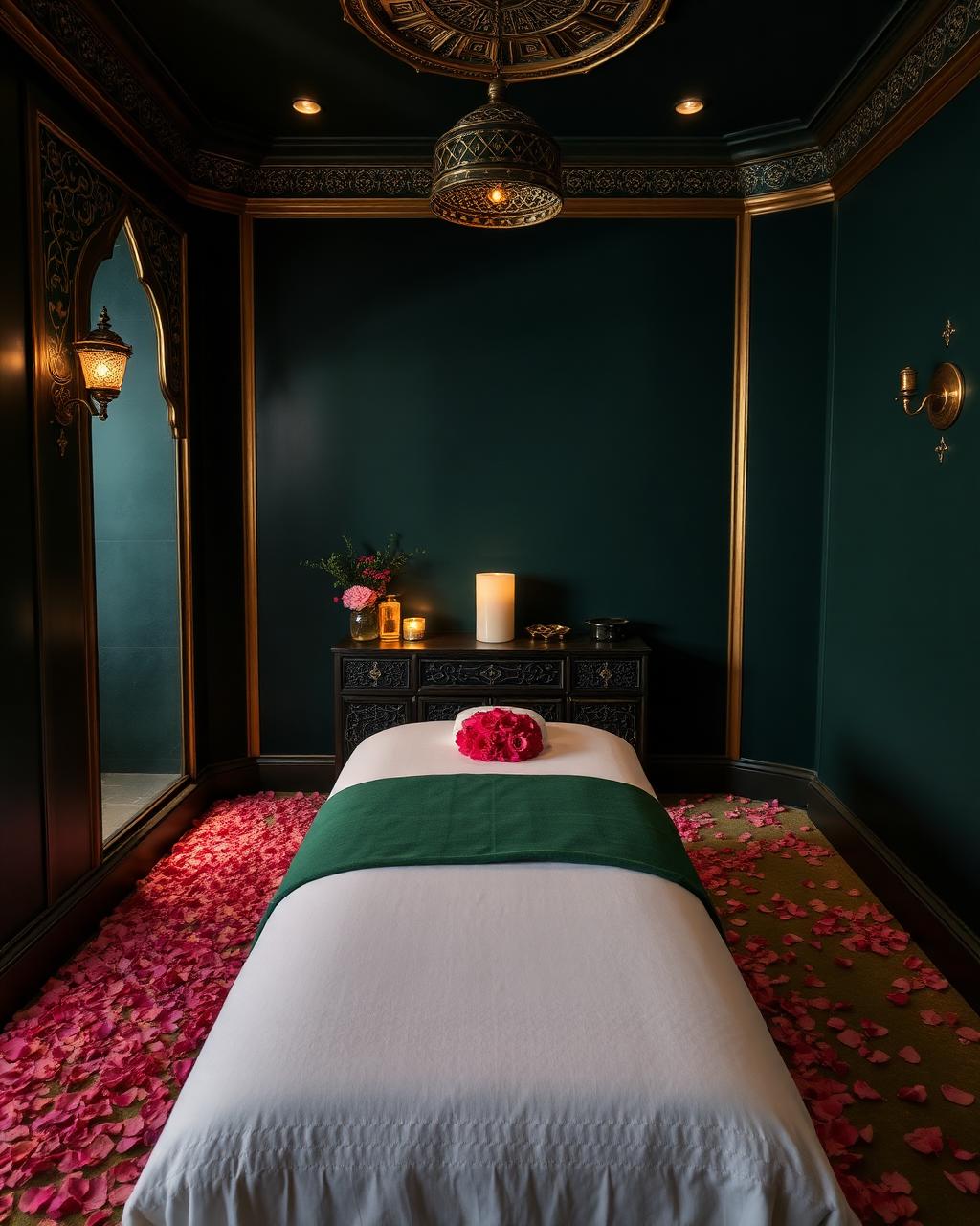 Cabine de massage feutrée avec huile d'argan